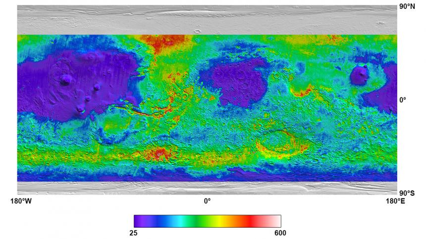 Mars thermal inertia map created from TES data