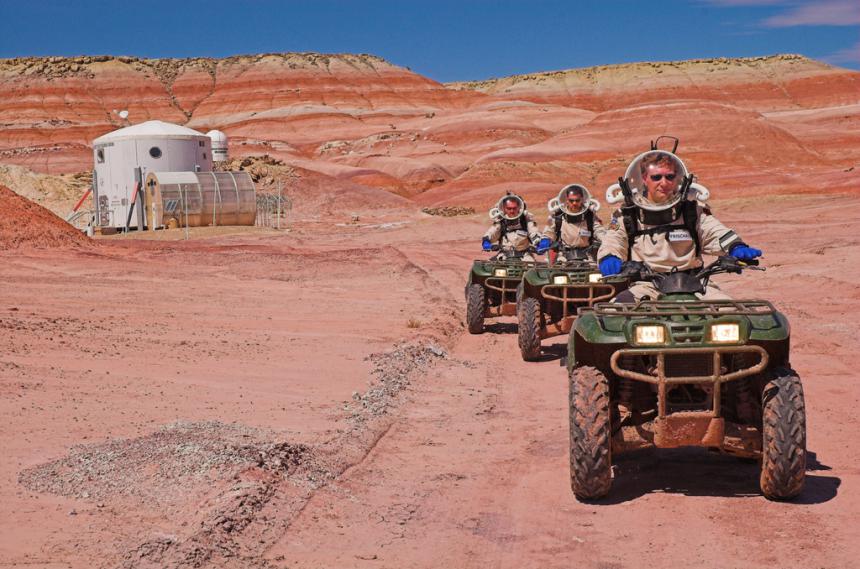 A convoy of ATVs at the MDRS