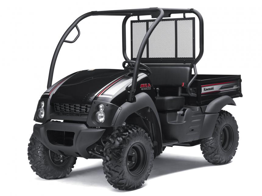 Two-person UTV with safety roll bar and small utility tray