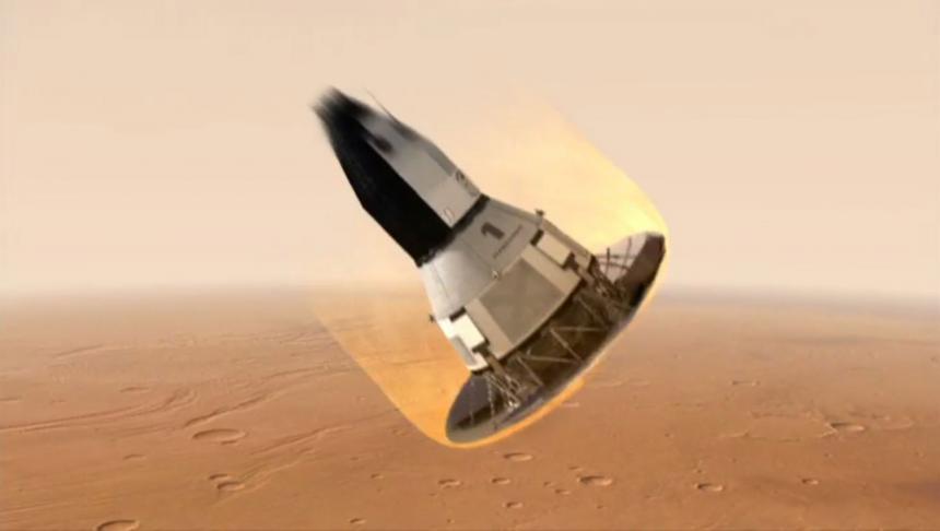 MAV heat shield slows its descent